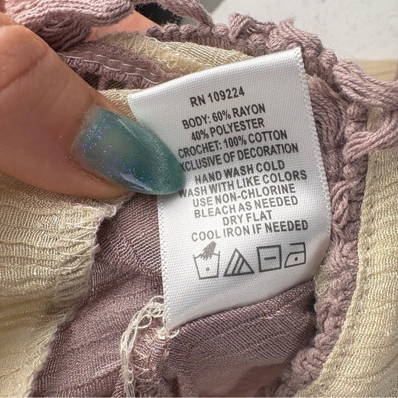 Indigo Soul Lavender and Cream Boho Tunic Shirt or Dress W/ Fringe XL - Picture 6 of 9